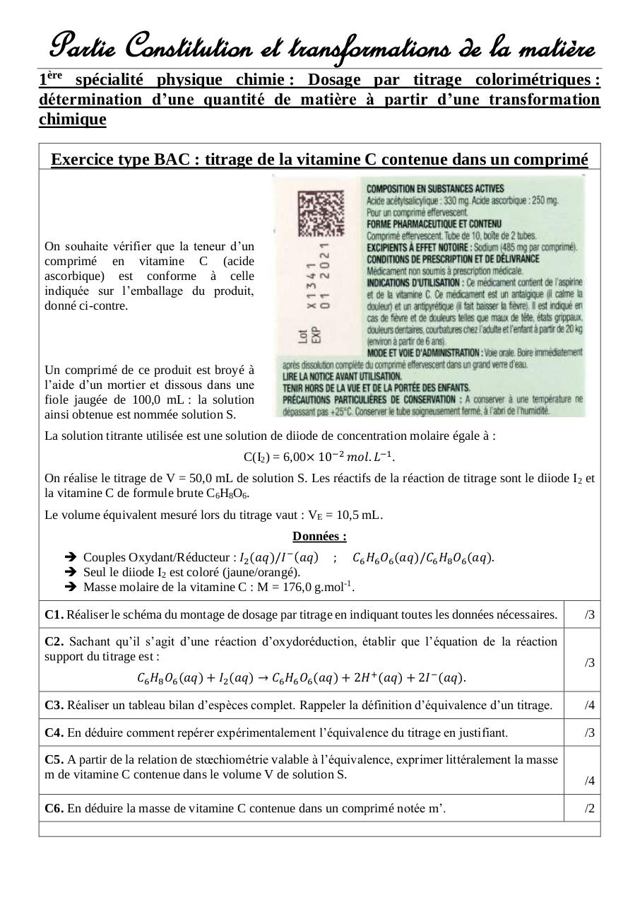 Exercice - Dosage par titrage colorimétrique + incertitudes type B.pdf - page 1/2