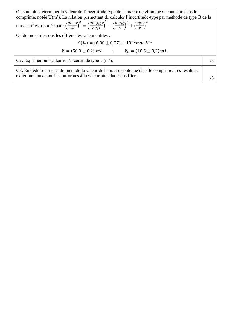 Exercice - Dosage par titrage colorimétrique + incertitudes type B.pdf - page 2/2