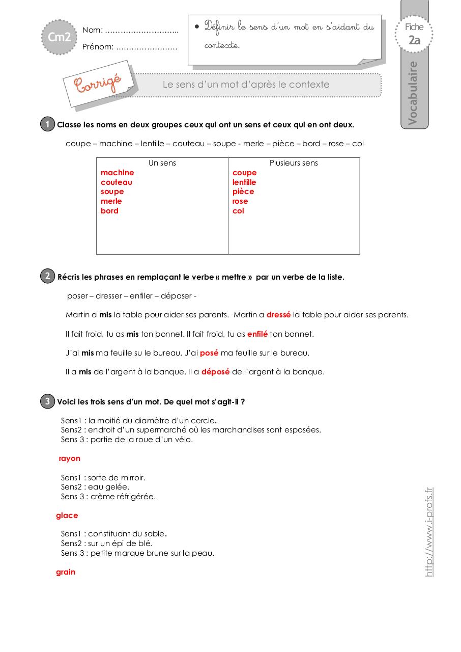 Aperçu du document cm2-exercices-sens-mot.pdf - page 3/4 cm2-exercices-sens-mot.pdf - page 3/4