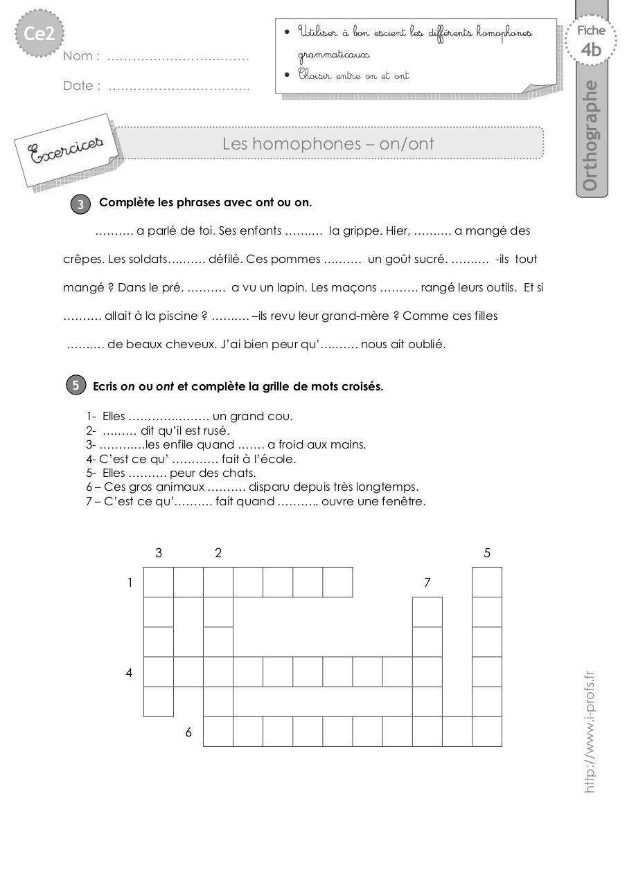 ce2 tâches on ont.doc par eric - ce2-actions-on-ont pdf - Leçon PDF