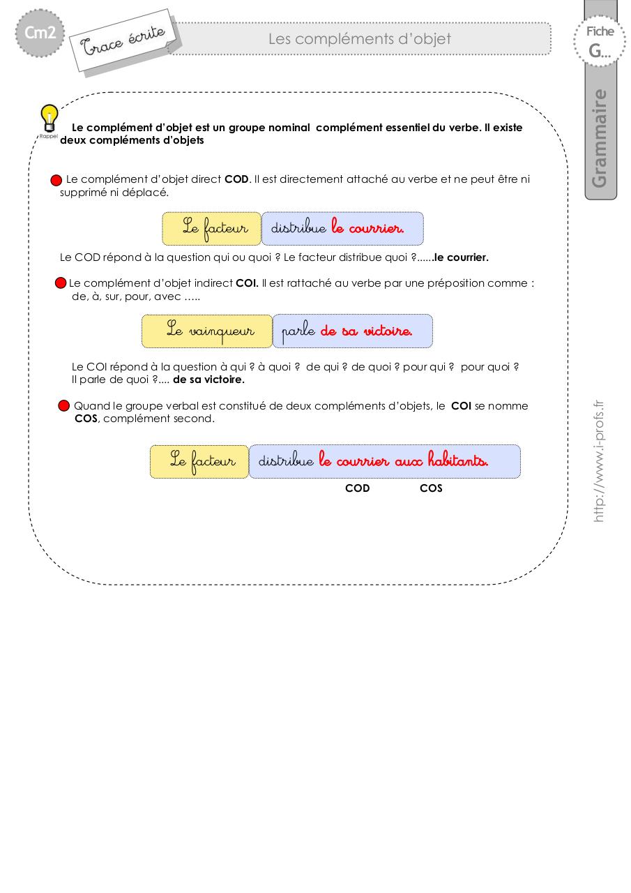 Aperçu du document cm2-trace-ecrite-complement-objet.pdf - page 1/1