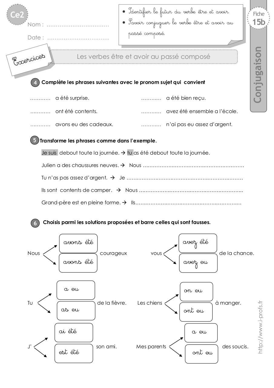 Aperçu du fichier PDF ce2-exercices-avoir-etre-passe-compose.pdf