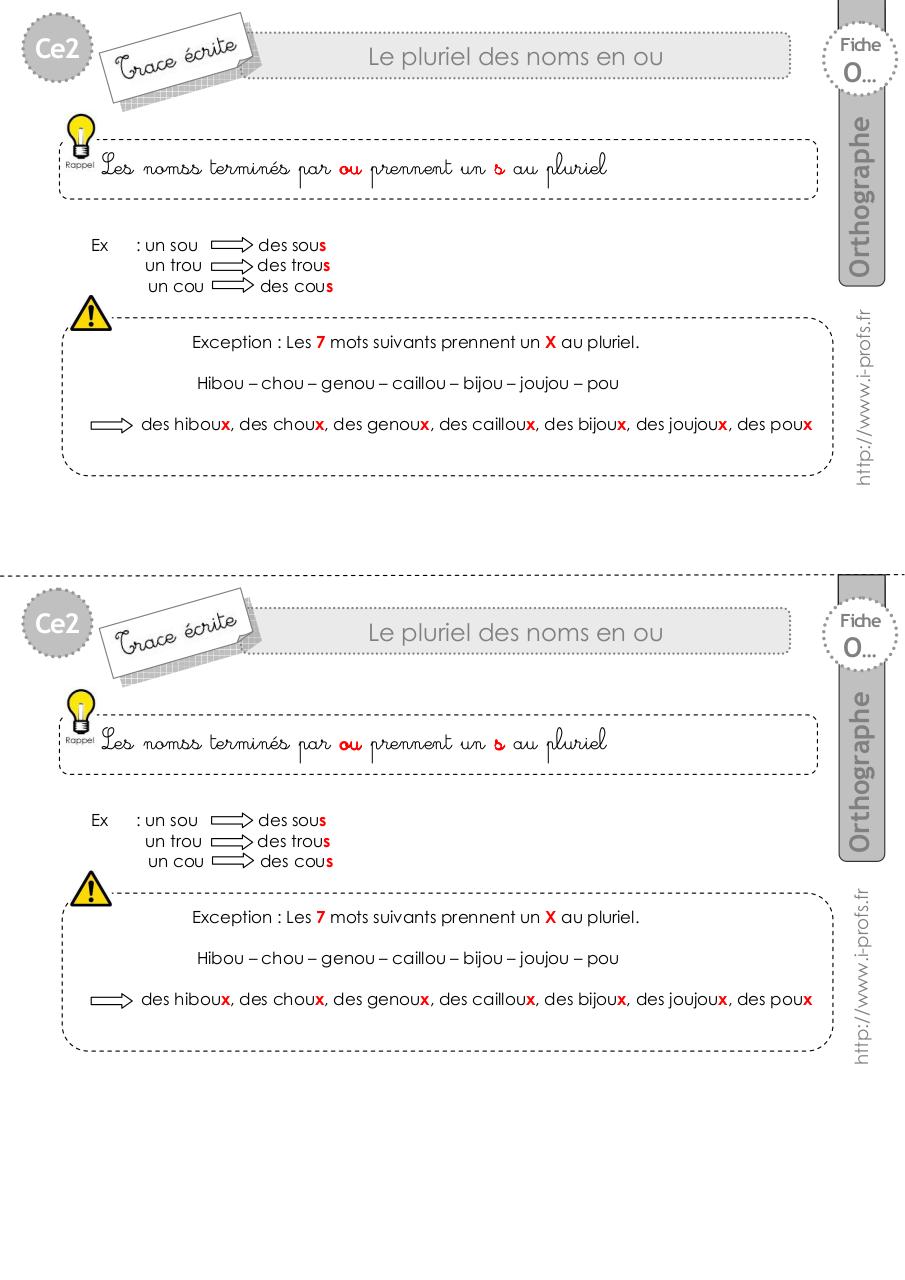 Aperçu du document ce2-trace-ecrite-pluriel-ou.pdf - page 1/1