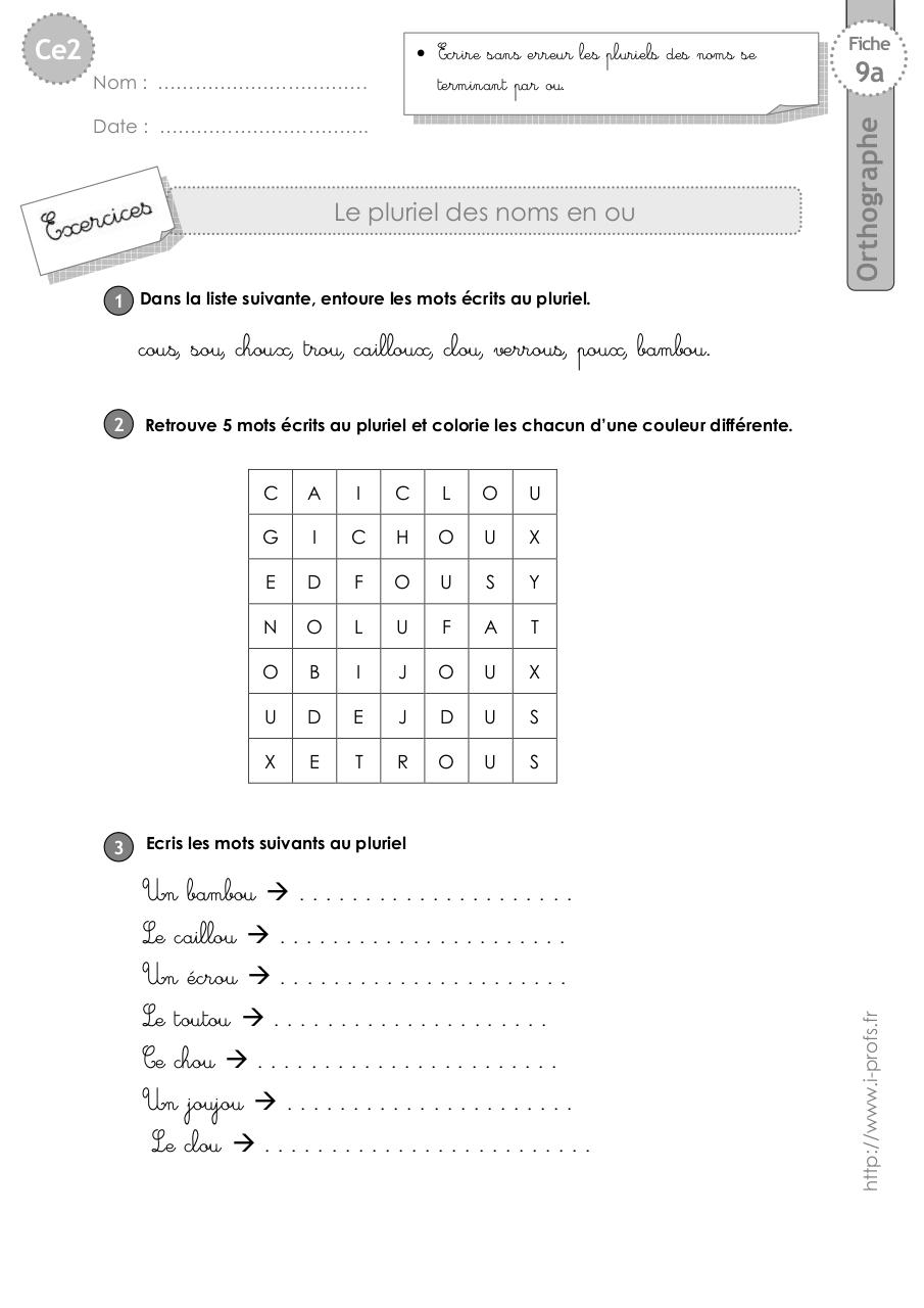 Aperçu du fichier PDF ce2-exercices-pluriel-ou.pdf