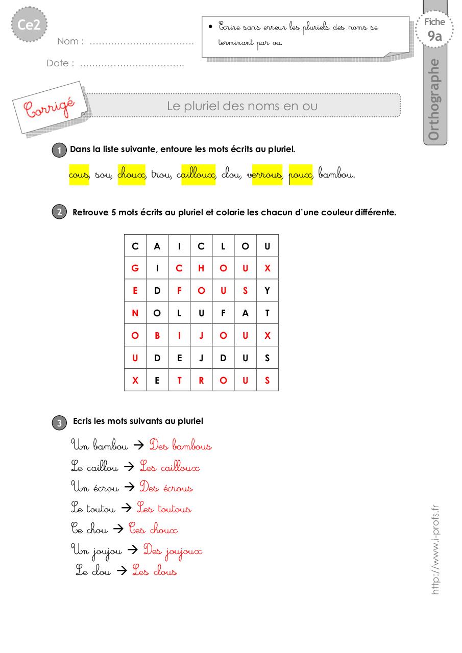 Aperçu du fichier PDF ce2-exercices-pluriel-ou.pdf