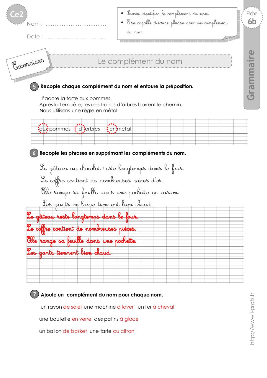 Aperçu du fichier PDF ce2-exercices-complement-nom.pdf