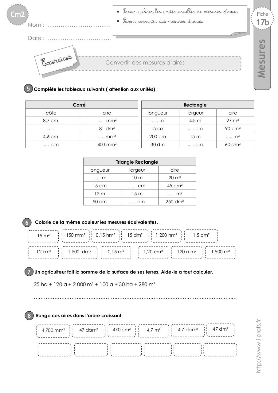 cm2-exercices-aires-convertir.pdf - page 2/6